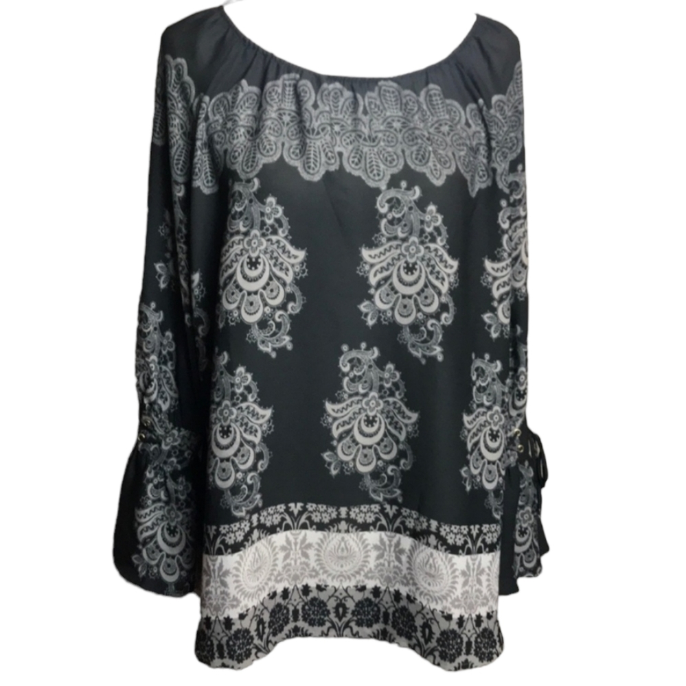 Hot In Hollywood oversized sz M peasant flowy boho on or off shoulder blouse top